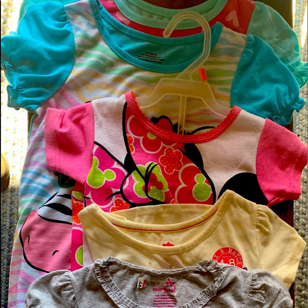 Little Girls size 4 - ALL NEW - 2 gowns -                (2pc) PJ’s. 3 shirts